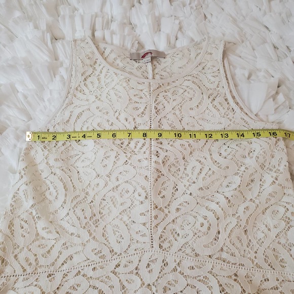 LOFT | PEPLUM CROCHET LACE SLEEVELESS WHITE SHEER BLOUSE TOP WOMEN'S SIZE XS - Picture 11 of 14